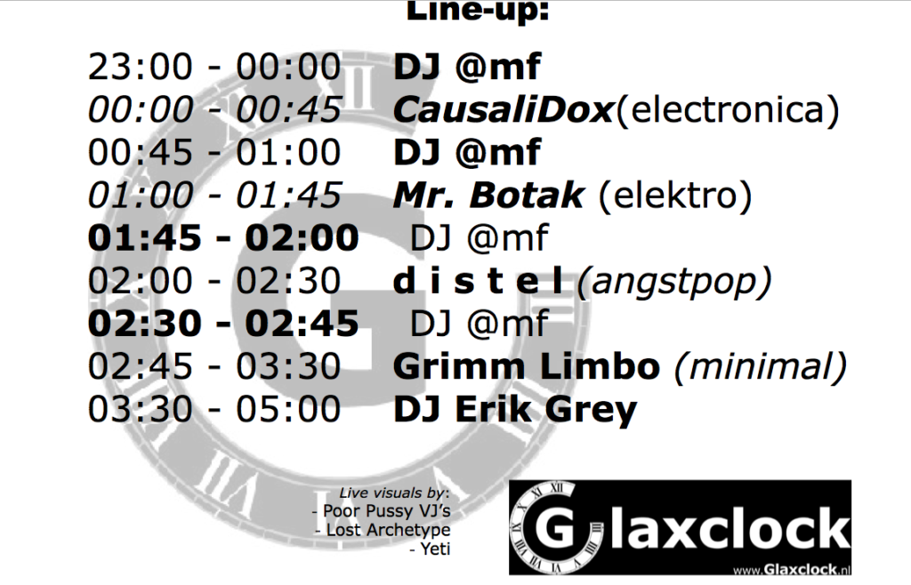 Glaxclock Night #4 Flyer - back