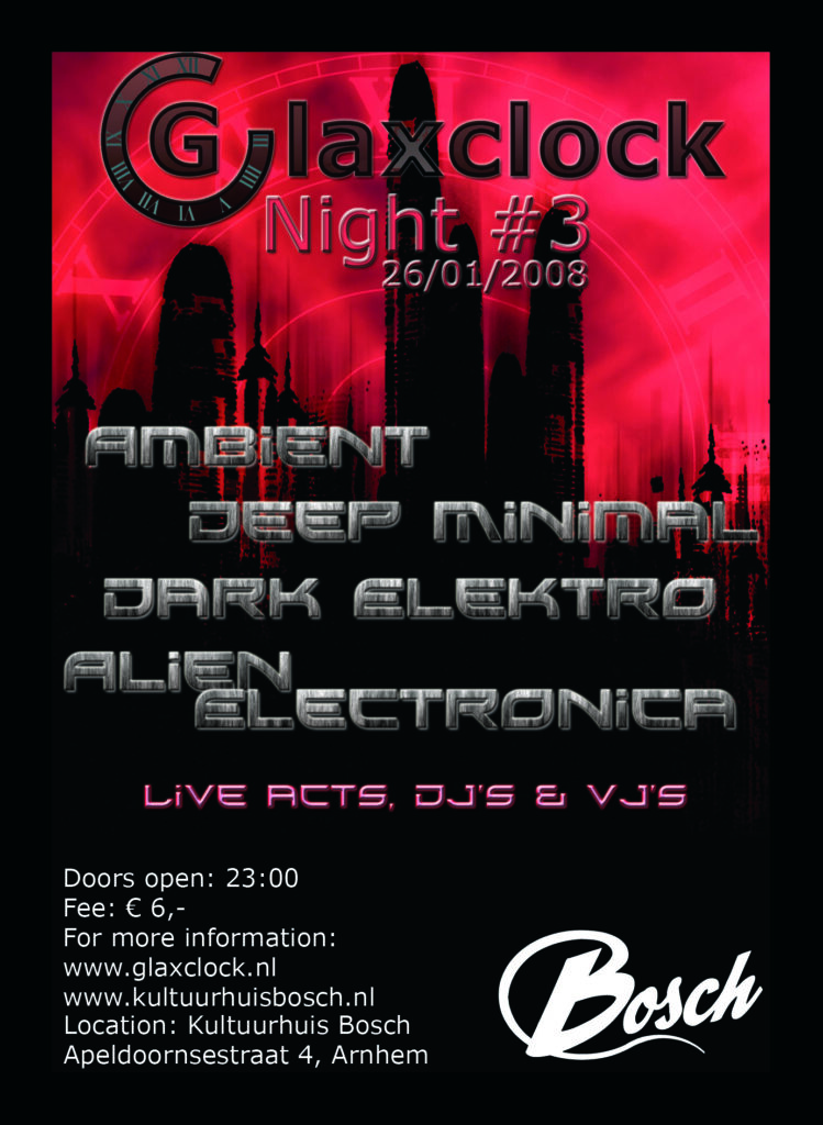 Glaxclock Night #3 Flyer - front